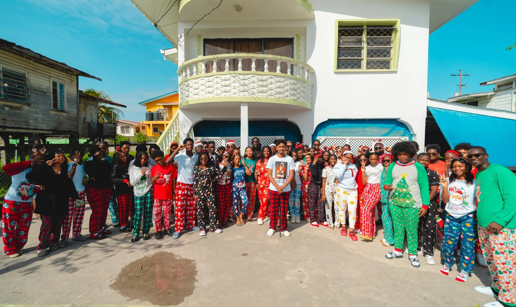 Members of the school community gathered in the courtyard